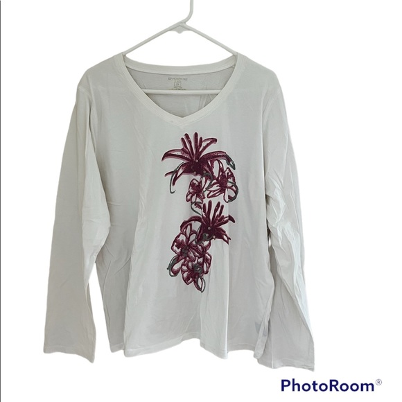 Architect Tops - ▫️ARCHITECT: Women’s white long sleeve top w/design, size 3X, preowned▫️